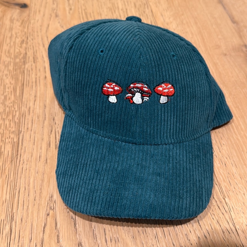 Corduroy Mushroom Embroidered Dad Hat - Deep Teal